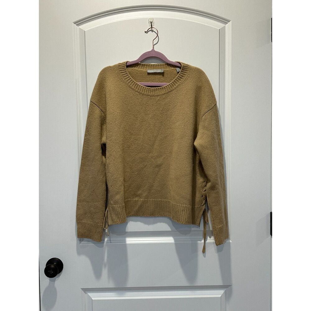 Vince Cashmere Side Lace Tie Camel Tan Sweater Size Small